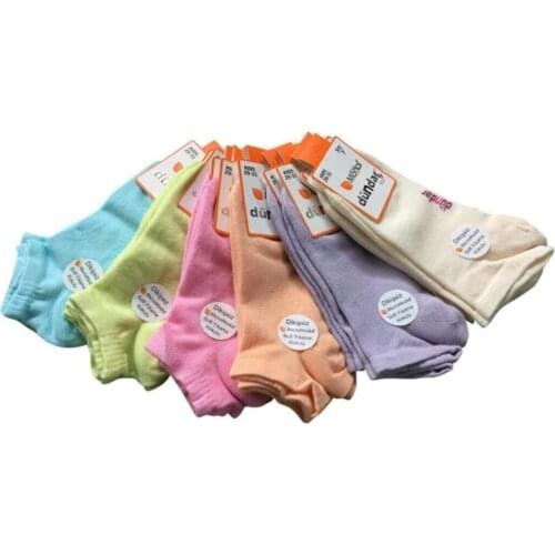 Female Child Modal Seamless Booties Socks 12'li Daily Booties socks Orange