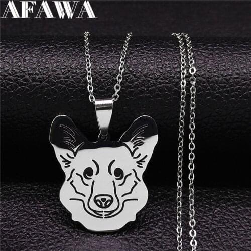 2021 Corgi Stainless Steel Necklace Chains for Women Animal Silver Color Statement Necklace Jewelry collares mujer NXS01