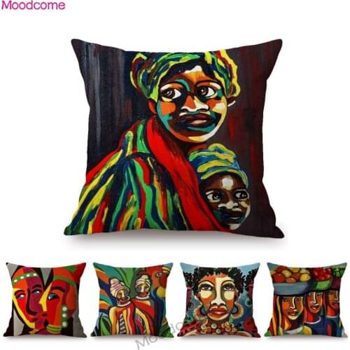 Abstract Oil Painting Picasso Style Modern African Woman Black Girl Impressionism Home Decorative Sofa Pillow Case Cushion Cover