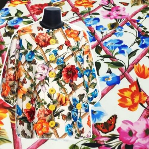 Flower Printed Italian Brand D Fashion Fabric Polyester Woven Garment Shirt Fabrics Per for Dress Meter Home Textile Sewing