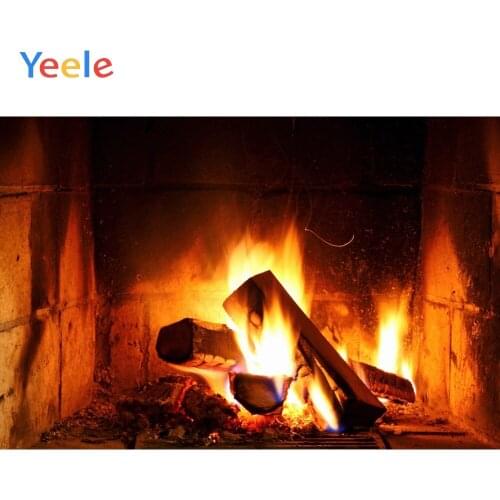 Christmas Fireplace Wood Burning Brick Wall Photophone Backdrop Photography Custom Photographic Background For Photo Studio