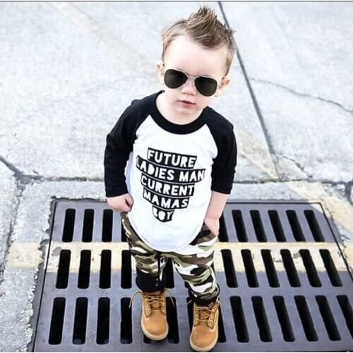 1-5Years Kids Baby Boys Clothes Set Summer Autumn Kid Long Sleeve T-shirt Tops+Camo Pants Outfits Cotton Casual Baby Clothing