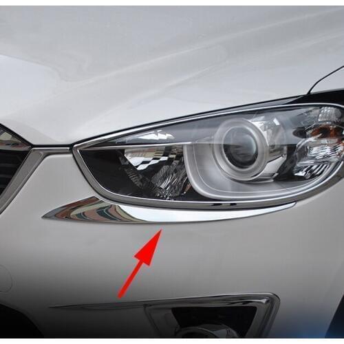Chrome Parts Front Head Light Lamp Cover Trim Stripes Fit For Mazda CX-5 Moulding Accessories 2012 2013 2014 2015 2016