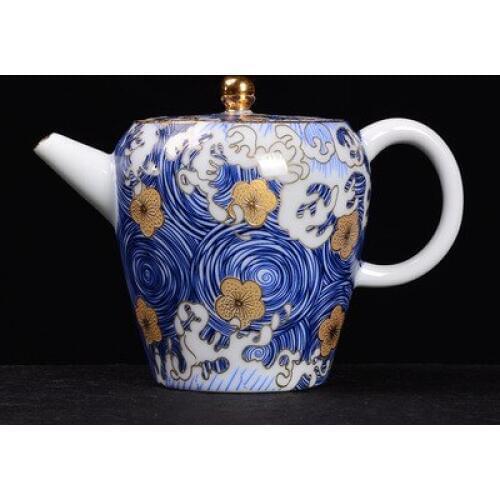 Tengyun Sihai Ceramic Teapot Sterling Silver Decoration Single Pot Household Filter Kung Fu Pu'er Black Tea Maker Teaware