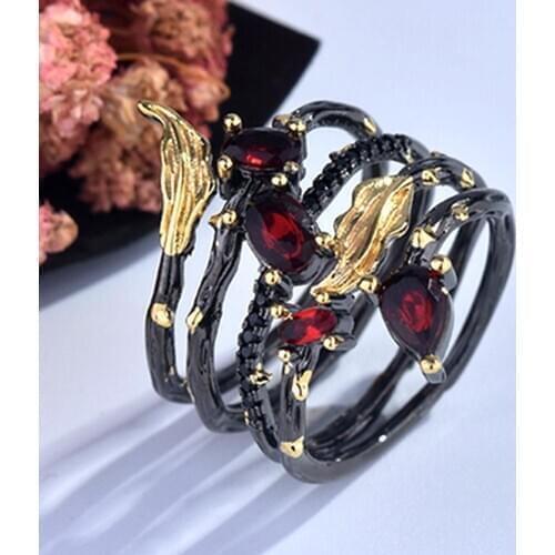 Fashion Women Leaf Feather Rhinestone Faux Gem Finger Ring Party Banquet Luxury Vintage Wedding party Jewelry Accessory Gift