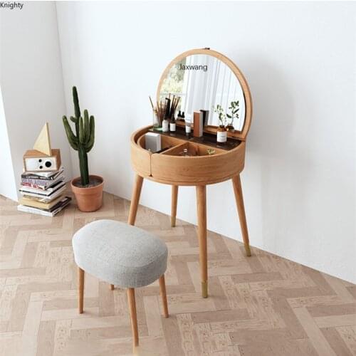 Nordic Bedroom Dresser Minimalist Simple Dressing Table Small Apartment Solid Wood Bedroom Modern Creative Makeup Table Dresser