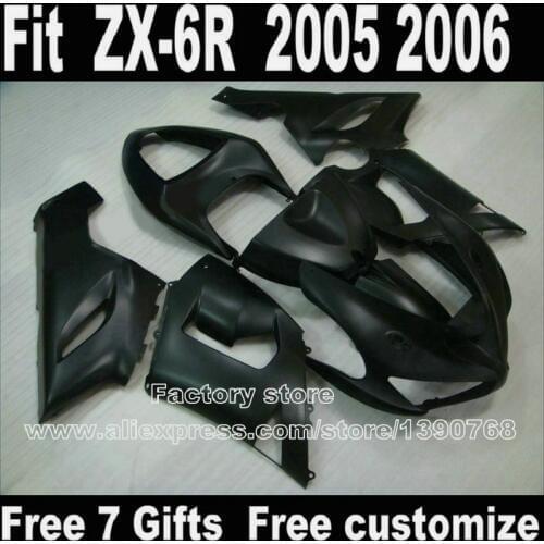 Motorcycle fairings set for Kawasaki ZX6R 2005 2006 all matte black plastic fairing kit 05 06 ZX-6R Ninja 636 LK82