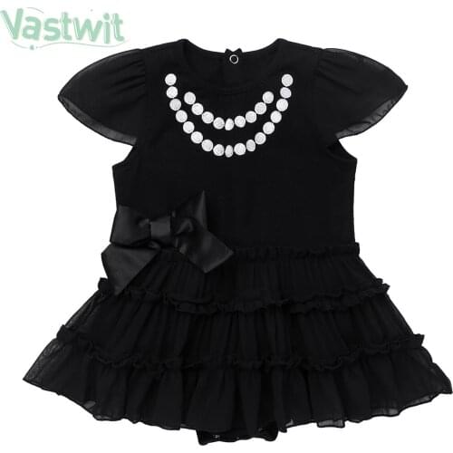 Summer Baby Black Chiffon Romper For Girl Clothes Toddler Girl Tutu Romper Jumpsuit Clothing Infant 1 Year Birthday Party Outfit