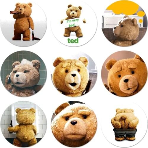 Ted Bear Movie Ted Kiss MY Butt Ass Icons Pins Badge Decoration Brooches Metal Badges For Backpack Decoration 58mm