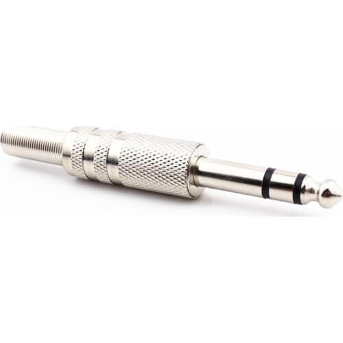 10pcs/lot Metal 6.35mm 6.5mm Connector Stereo Audio Cable Plug Amplifier Microphone Plug