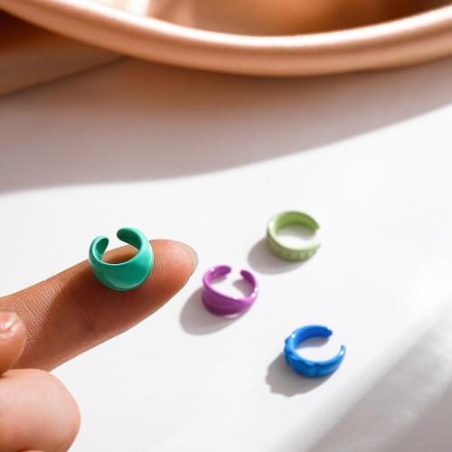 Minimalist Multicolored Painting Metal Clip on Earrings Korean Cute Small No Piercing Ear Cuff Cartilage Earring for Women Girls