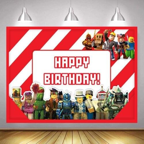 Cartoon Doll Red and White Striped Background Boys Birthday Party Decoration Children Photo Photography Studio Digital Backdrop