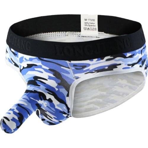Mens Briefs Cotton Mens Underwear Gay Sexy Big Penis Bag U Convex Elephant Nose Pouch Trunk Male Panties Camouflage Underpants