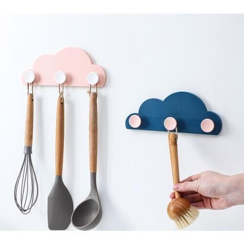 1PC Wall Mounted Key Clothes Holder Creative Cloud Shape Nail Free 2/3 Towel Hooks Multi Functional Hooks Hanger