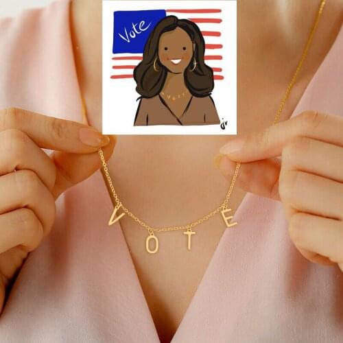 2020 New Vintage Delicate Modern VOTE Letters charms necklace Gold Silver Plating women jewelry