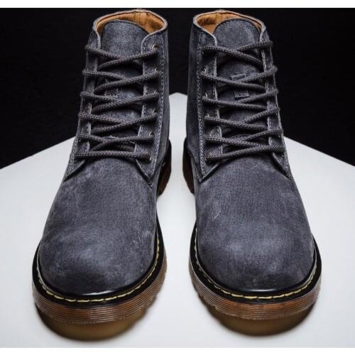 2020 new spring and autumn handmade outdoor mens work boots leather plush mens ankle boots warm fur mens bare boots