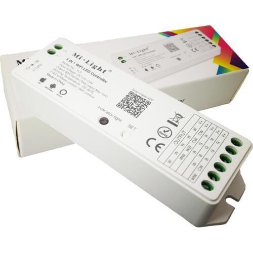 New Milight 5 IN 1 WiFi LED Controller 2.4G Wireless Receiver 15A Single Color, CCT, RGB, RGBW, RGBCCT Strip Controller
