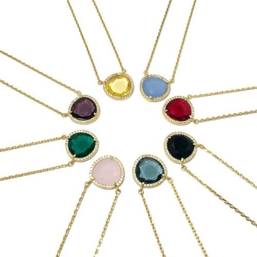 Exquisite Triangle 8 Color Stone micro-inlaid multi-faceted Candy Color Crystal Necklace new necklace 2021 egirl Geometric