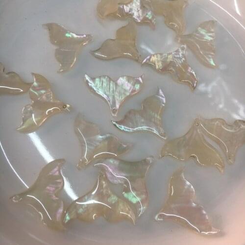 5PCS Natural Abalone Shell Fish Tail Pendants Charms Mother of Pearl Shell for DIY Jewelry Making 25*20mm Fishtail Seashell Gift