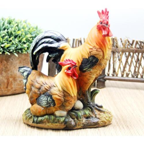 Resin Rooster Chicken pastoral Animal zodiac chicken Living room TV cabinet home ornaments tabletop statues Home decoration dies