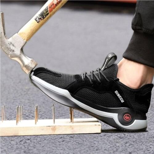 QZ07 2021 Summer safety shoes Men Shoes Indestructible Anti-Smashing Anti-Piercing Work Boots Zapato Tenis De Seguridad Mujer