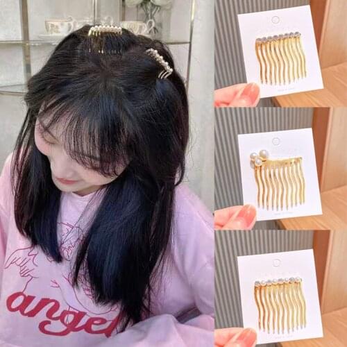 Ruoshui Woman Pearl Hair Stick Crystal Girls Metal Hair Comb Women Hair Accessories Hairpins Hair Clips Headwear