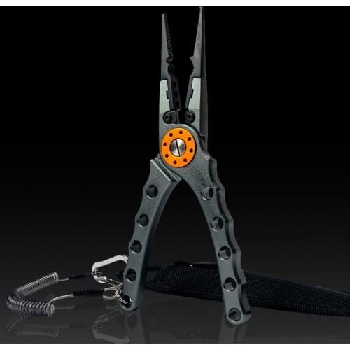 Fishing Pliers Aluminum alloy Split Ring Cutters Hooks Remover Tool with Retractable Lanyard and Sheath Tackle