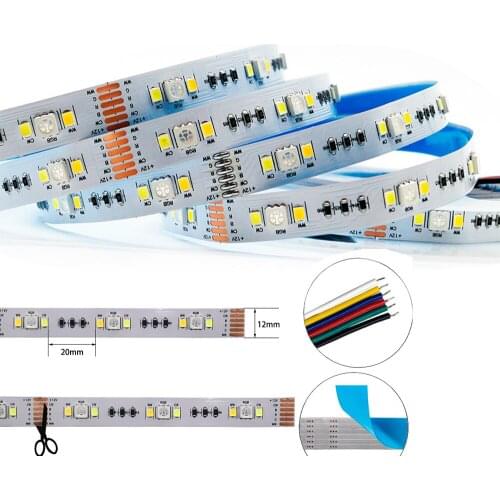 12mm PCB 5m DC12V 24V RGB+CCT LED Strip Light 5050 RGB 2835 CCT CW+RGB+WW RGBW CCT SMD Led Tape string Light 12V 24V