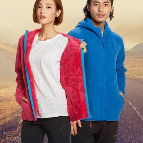 Outdoor Windproof Double Faced Warm Softshell coat Womens Winter Hiking Camping Liner clothing Mens Hooded warm fleece jacket