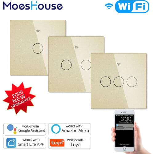 NEW Upgraded WiFi Smart RF433 Touch Switch 2/3 Way Smart Life/Tuya App Control,Alexa Google Home Voice Control EU 1/2/3 Gang