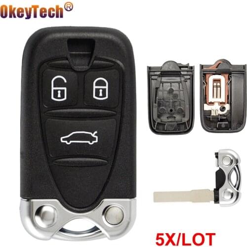 OkeyTech 5PCS/LOT Smart Remote Car Key Shell Fob For Alfa Romeo 159 Brera156 Spider 3 Button Key Replacement Case Uncut Blade