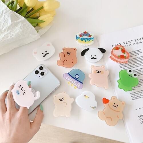 Korea Design Cute Animals Phone Stand Holder Desk Sticker Universal Cellphone Tablet Accessoreis