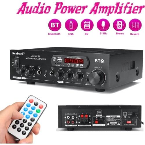 2000W 220V 110V bluetooth Audio Power Amplifier Home Theater Amplifiers amplificador Audio with Remote Control Support FM USB