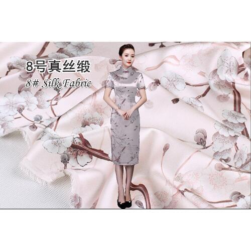 2019 High-end Fashion Design Silk Dress Fabric Stretch Inkjet Printed Real Silk Satin Dress Fabrics nouveau telas Silk tissu