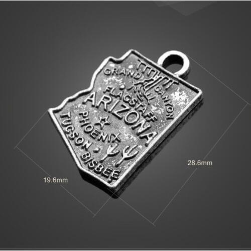 Factory Price 6 Pieces/Lot 28.6mm*19.6mm Antique Silver Plated metal charm map charm USA map charms For Jewelry Making