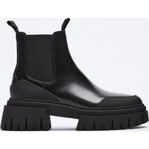 2021 Autumn Winter Chelsea Boots Women Thick-heeled England Fashion Platform Martin Boots Womens Trendy Ankle Boots Shoes Woman