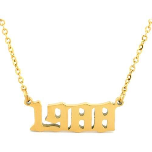 Boho Choker Gold 1988 Number Necklace Pendant Collier Femme Stainless Steel Chain Necklace For Women Birthday Gift Bff Jewelry