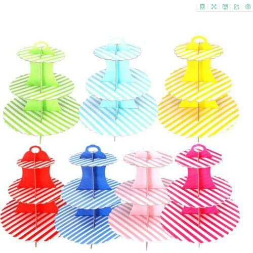 1PC Paper Bronzing Cake Stand 3 Layer Birthday Wedding Party Supply Craft Round Cupcake Stand