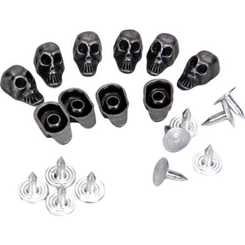 10 Sets Black Color Skull Rivets Spike and Studs Metal Spots Screw Back Studs DIY Leather-craft
