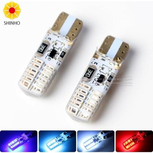 10pcs/lot T10 24 SMD 5630 LED 90MA 194 168 W5W Silicone shell Car Wedge Light Bulb Lamp Car styling Instrument Light White 12V