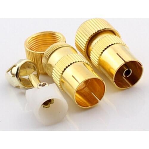 10pcs Gold-plated Cable TV CATV Connector AntennaTV Female DIY