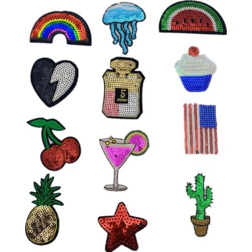 120Pcs Embroidery Mix Fabric sequined patches Iron On Bag Clothes for DIY