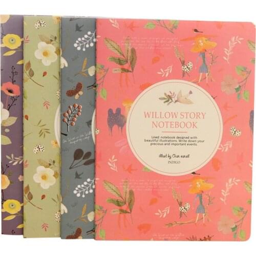 2021 4pc Printing Notebook Yearly Agenda Monthly Plan Portable A5/A6 Pocket Notebook Cute Diary Flower Journal Office Stationery