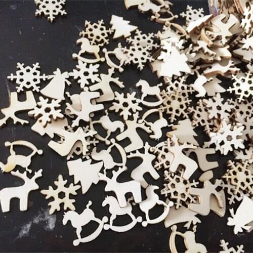 25Pcs Unfinished Wooden Ornaments Christmas Wood Ornaments Hanging Embellishments Crafts for DIY Christmas Hanging Decoration
