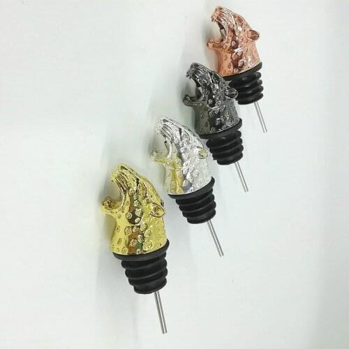 4 Colors Leopard Head Wine Mouth Fierce Cheetah Pourer Metal Art Bottle Decoration Accessories Bar Family Wine Tools Ornaments