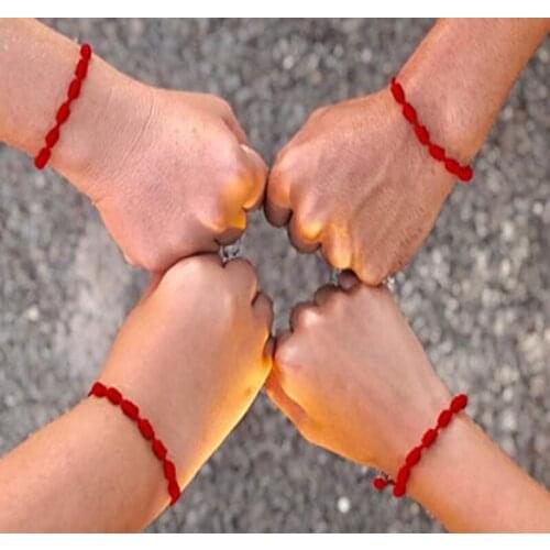 4pcs/set Fashion Handmade 7 Knots Red String Bracelet for Protection lucky Amulet and Friendship Braid Rope Wristband Jewelry