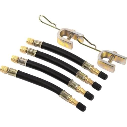 4 Pcs Universal Rubber Flexible Extension Wheel Tire Valve Adaptor with 2 Clamps for Truck Bus RV Car 140mm