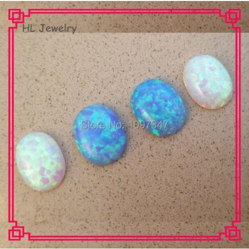 50PCS/Lot 8*10mm Oval Synthetic Opal Stone Light Blue /White Fire Cabochon Opal Stone