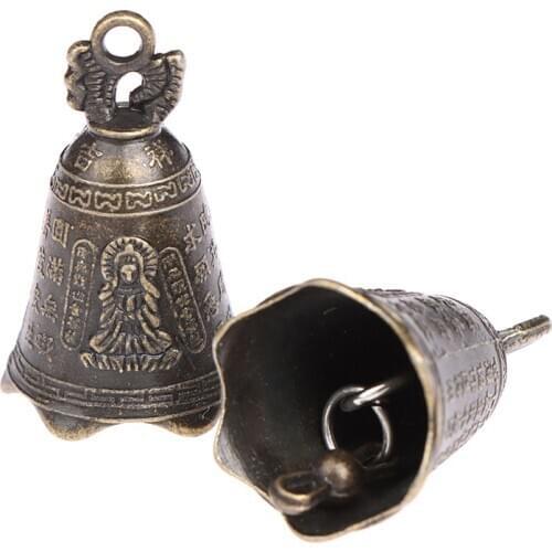 MINI Antique Bell Chinas Mini Brass Copper Sculpture Pray Buddha Fengshui Bell Invitation Buddhism Chinese Guanyin Bell
