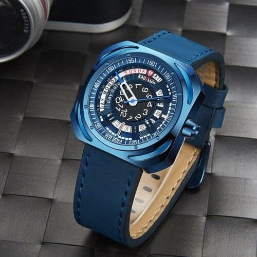 Kademan Fashion Leisure Trend Mens Watch Rectangular Dial Belt Quartz Watch Mens Watch Japanese Movement
